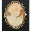 Image 1 : Vintage 14K Rose Gold Large Carved Shell Cameo Wavy Filigree Open Work Frame