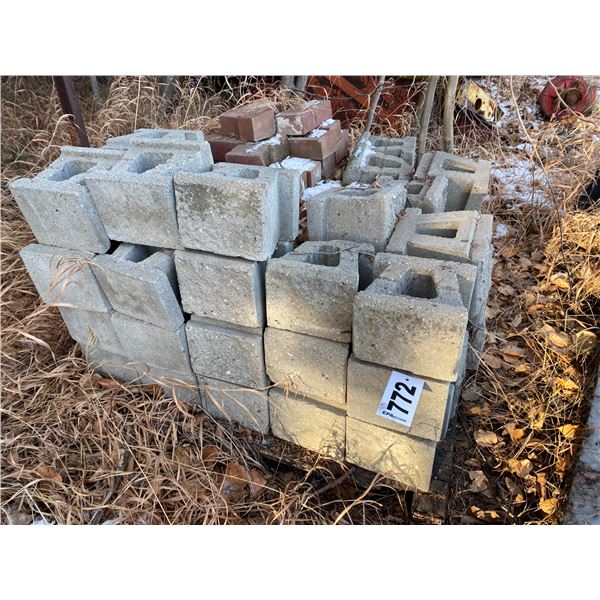2- Pallets of blocks & brick & steel stand
