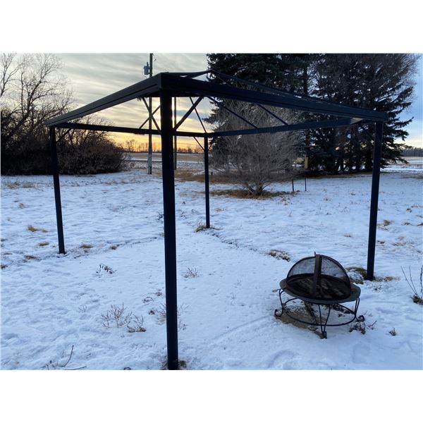 Gazebo c/w covering (Buyer responsible for unbolting from the ground)