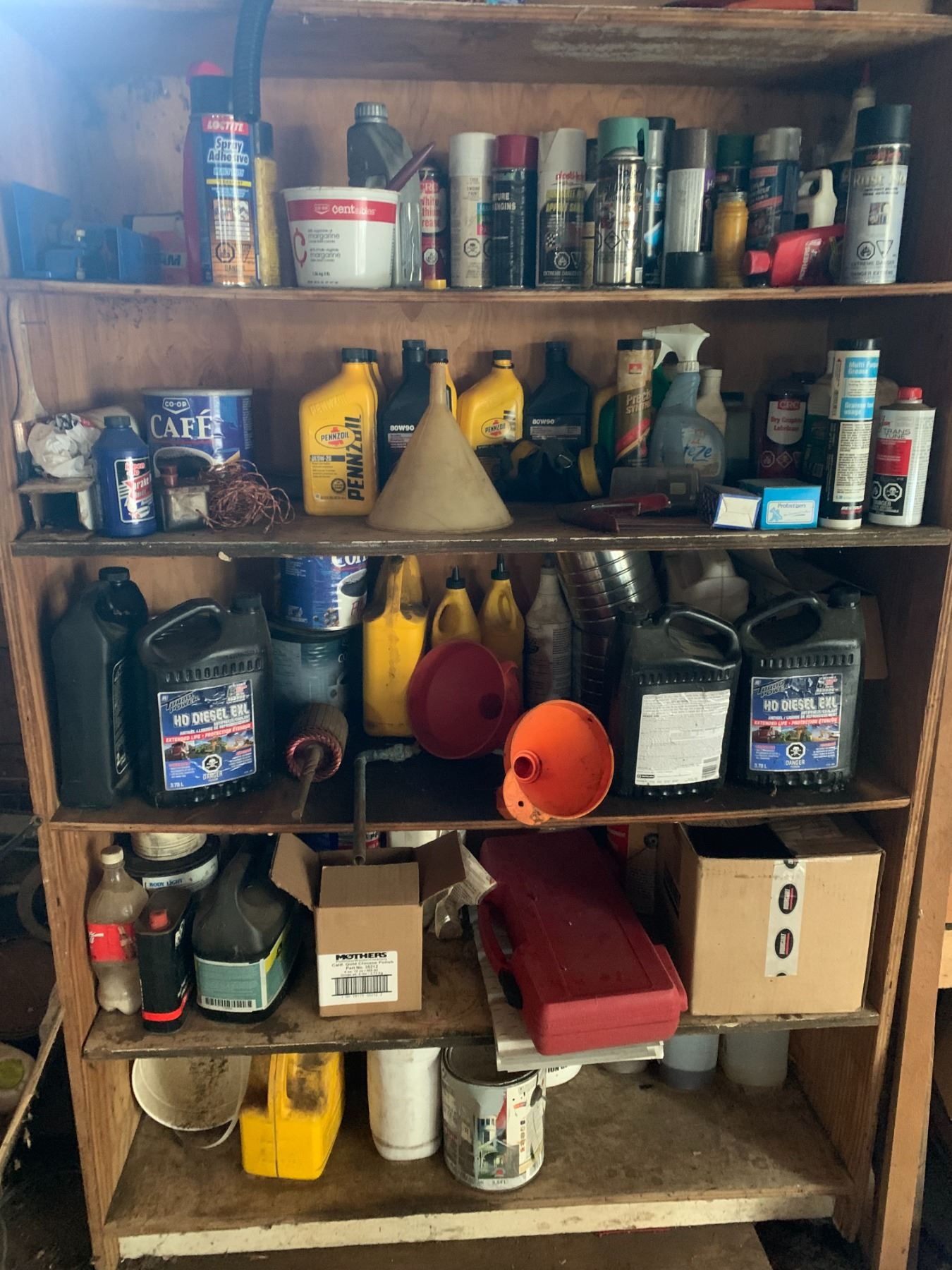 Qty of oils, paints & misc. on the shelf