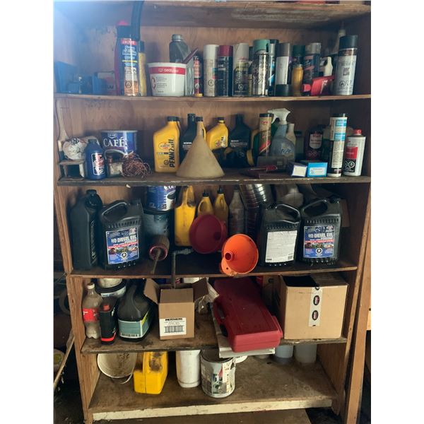 Qty of oils, paints & misc. on the shelf