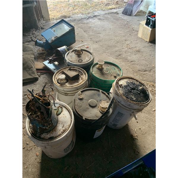 Misc. oils, yard light & steel rods