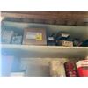 Image 3 : Misc. items on white shelf unit & chemicals on the bottom