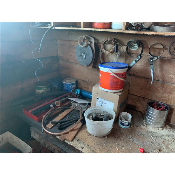 Balance of misc. on west counter & wall (vice does not go)