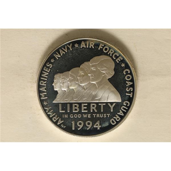 1994-P US PROOF SILVER DOLLAR "WOMEN IN MILITARY"