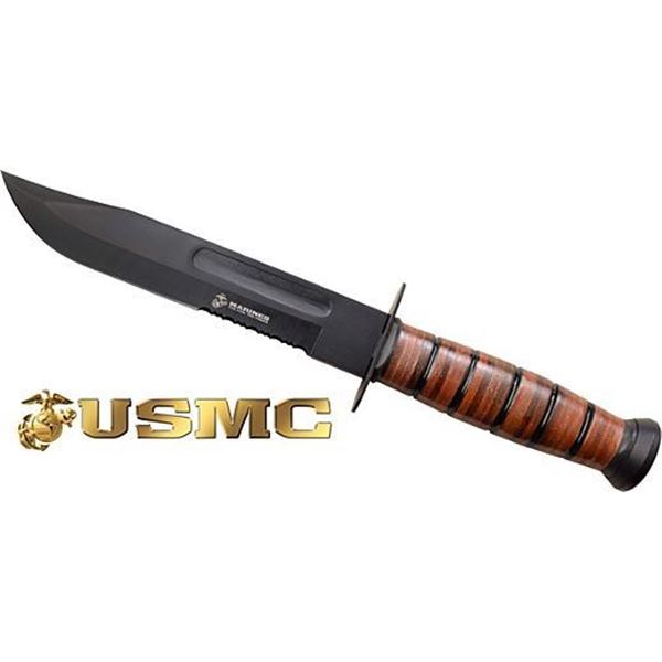 MC USMC 7" BOWIE BLADE W/ LEATHER SHEATH