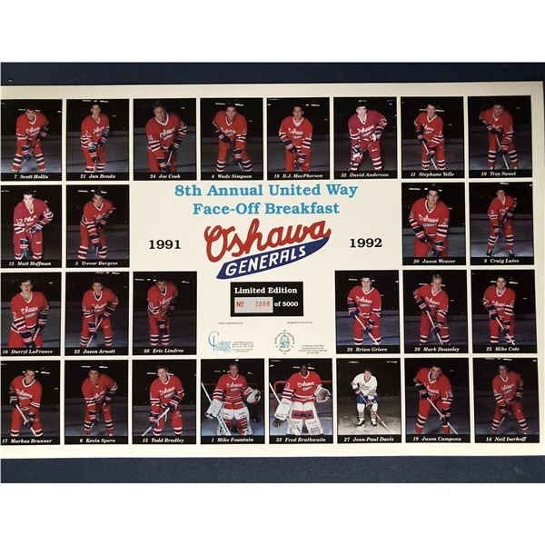 1991-92 Oshawa Generals (OHL) United Way team set, featuring Eric Lindros (HOF)