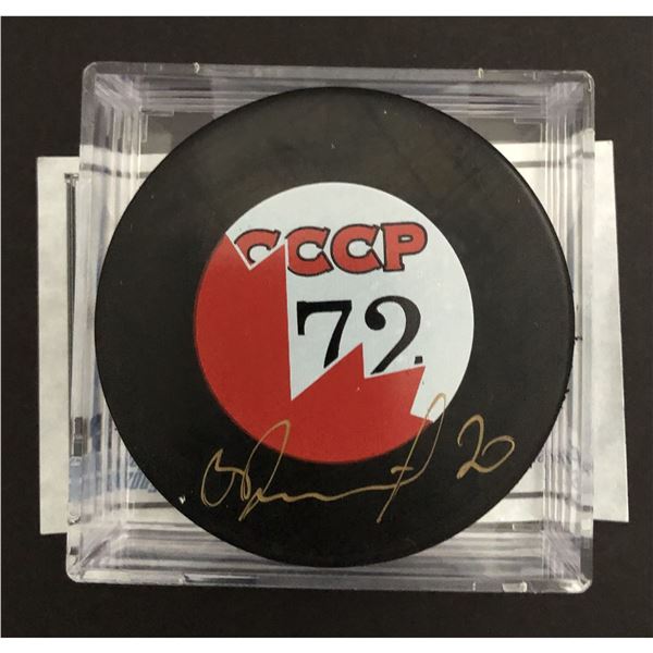 VLADISLAV TRETIAK (HOF) SIGNED '72 SERIES PUCK