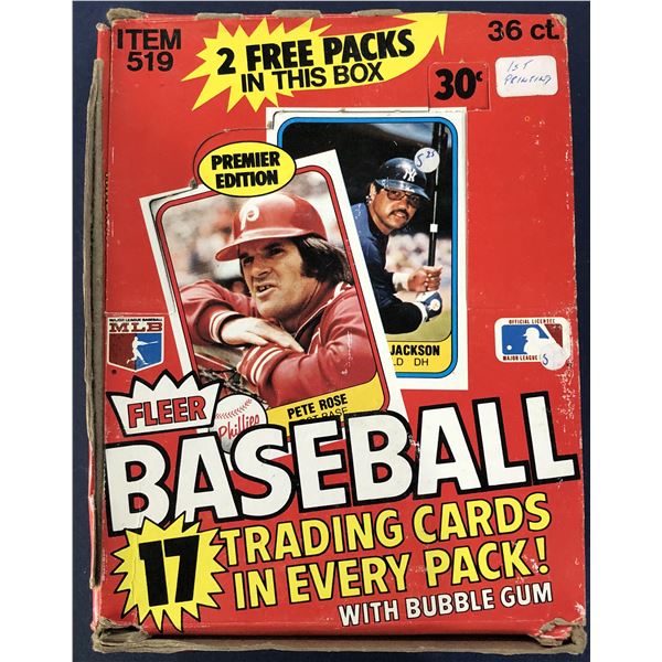 1981 FLEER Baseball Wax Box (inaugural issue - 1st printing)