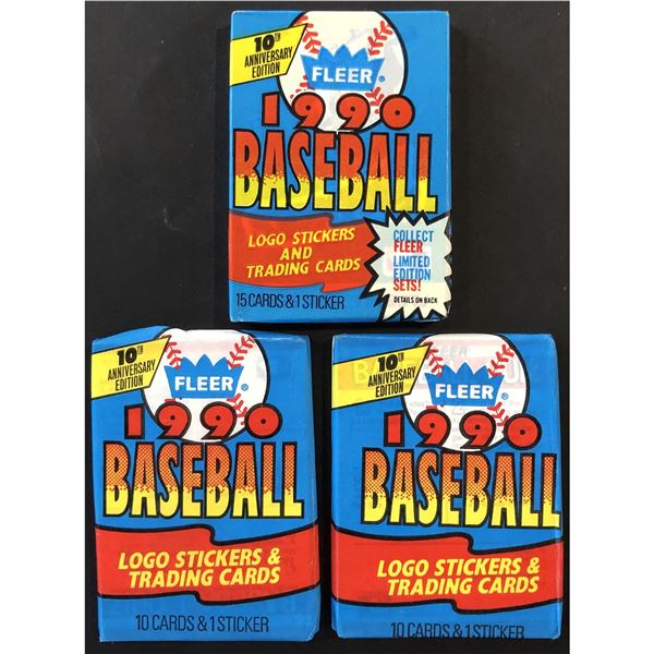 1990 FLEER Baseball Wax Packs (3)