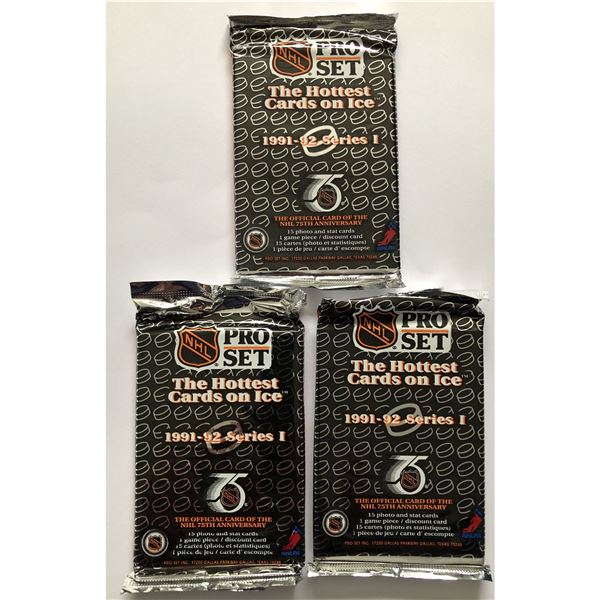 1991-92 PRO SET NHL SERIES ONE foil packs (3)