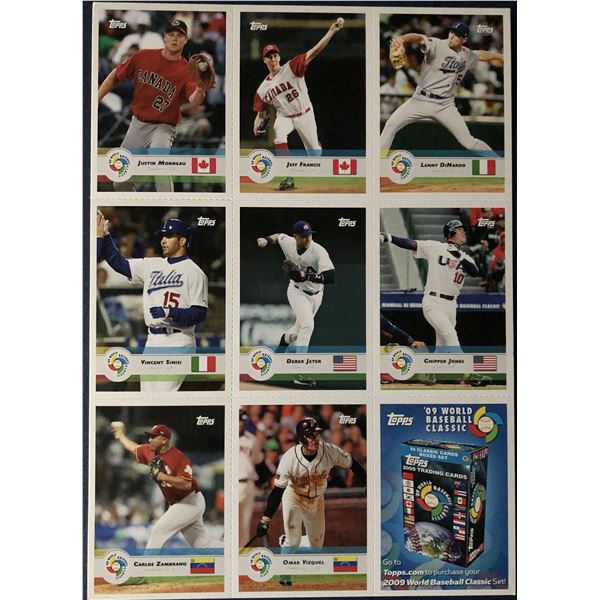 2009 TOPPS WORLD BASEBALL CLASSIC PROMO SHEET