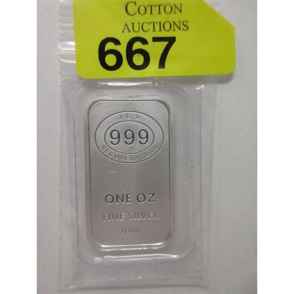 1 Oz .999 Silver JBR Ethically Sourced Bar 