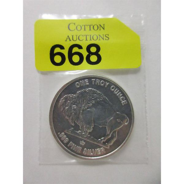 1 Oz .999 Silver Indigenous/Buffalo Round 