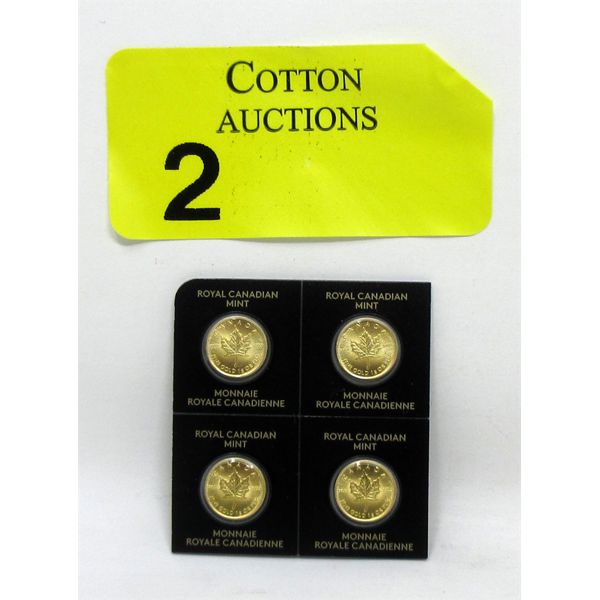 4 x 1 Gram .9999 Fine Gold 2023 Maple Leaf Coins 