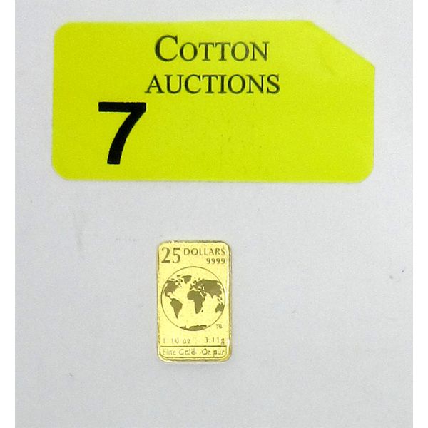 1/10 Oz .9999 Fine Gold 2017 Legal Tender Bar 