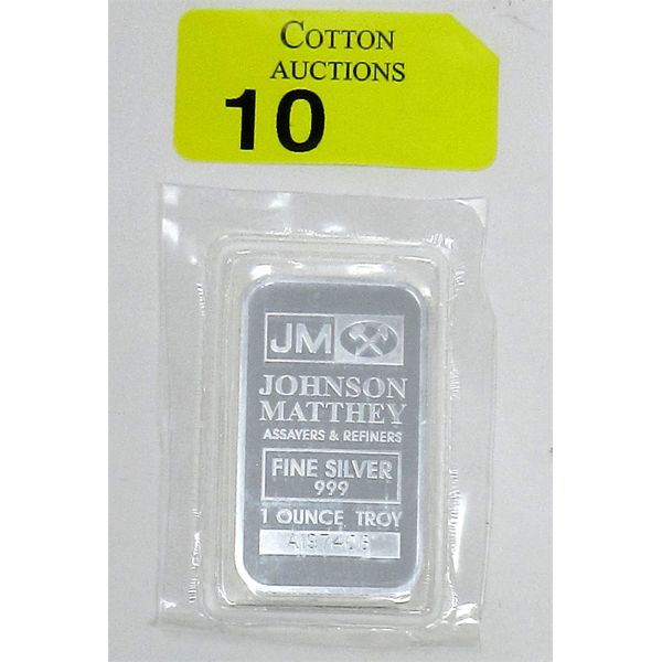 1 Oz .999 Silver Johnson Matthey Bar 