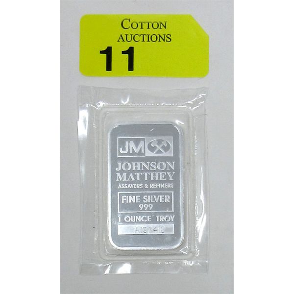 1 Oz .999 Silver Johnson Matthey Bar 