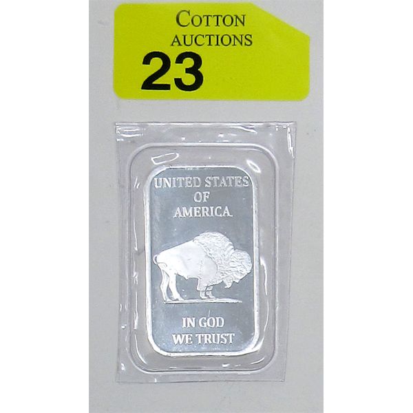 1 Oz .999 Silver USA Indigenous/Buffalo Bar 