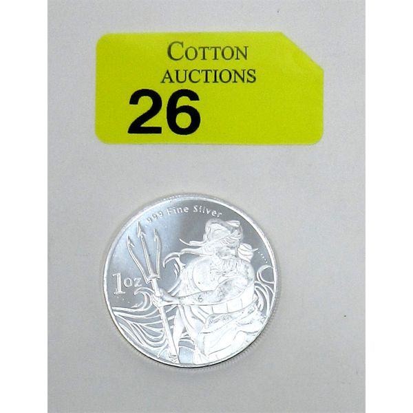 1 Oz .999 Silver Trident Round 