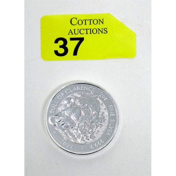 2 Oz .9999 Silver 2023 Bull of Clarence Coin 
