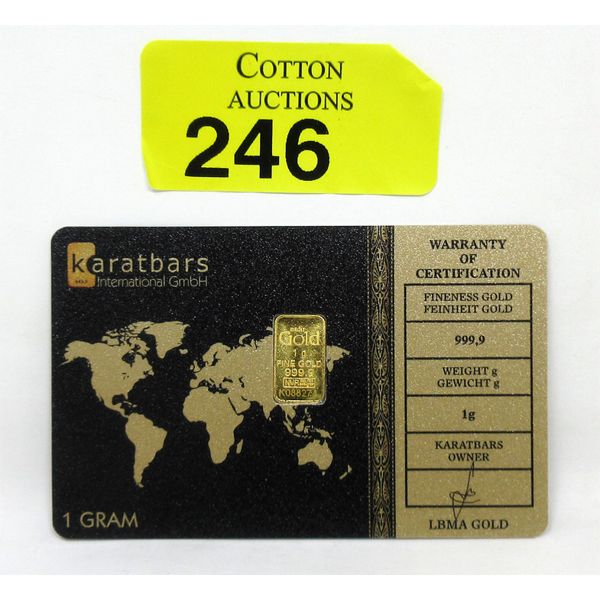 1 Gram .9999 Fine Gold Nadir Mint Certified Bar 