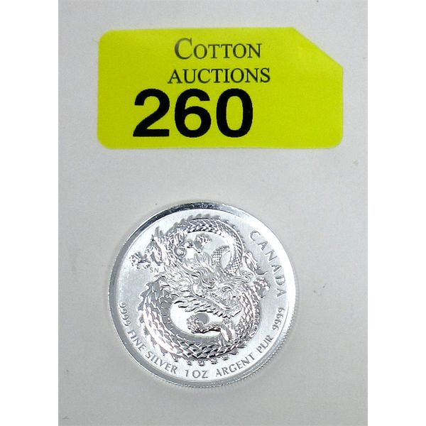 1 Oz .9999 Silver 2020 Year of the Dragon Coin 
