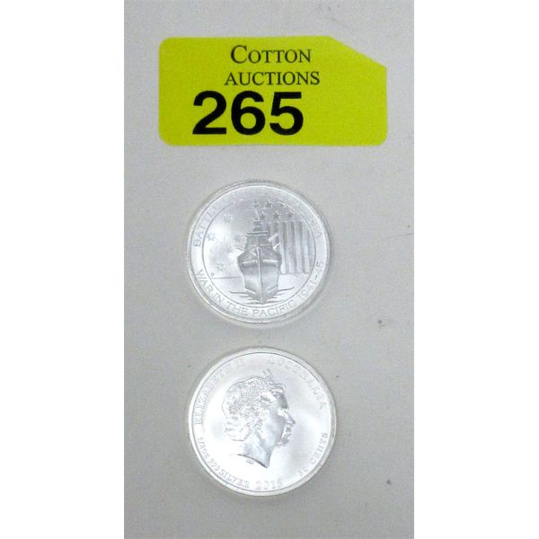 2 x 1/2 Oz .999 Silver 2015 Battle of the Coral Sea Coins 