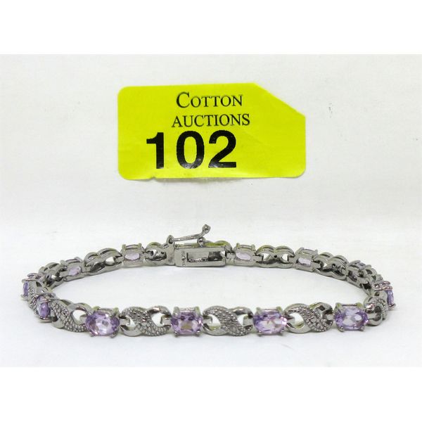 Amethyst & Diamond Tennis Bracelet 
