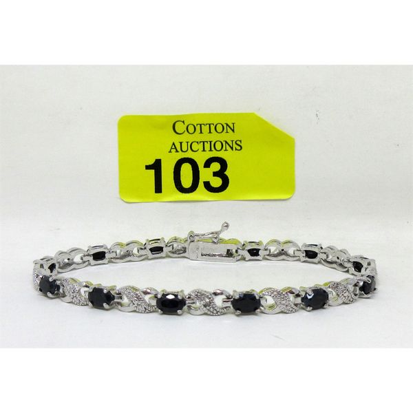 7.8 CTW Sapphire & Diamond Tennis Bracelet