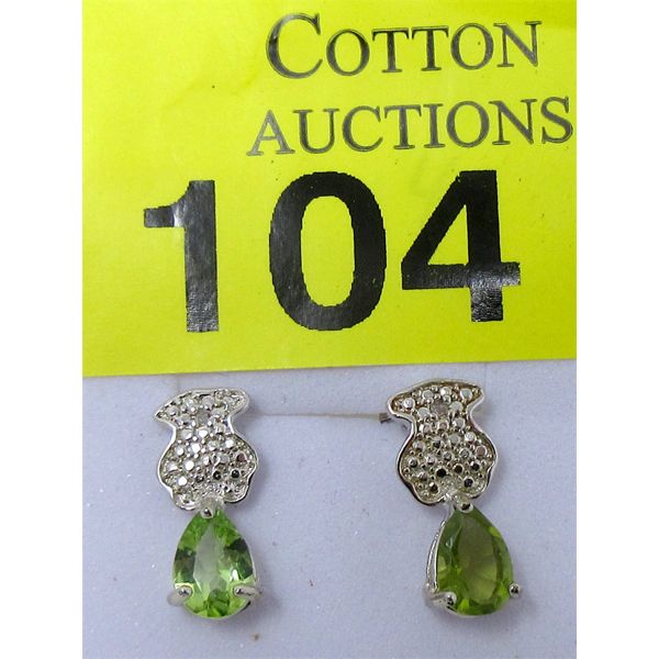 New Green Peridot Sterling Silver Earrings 