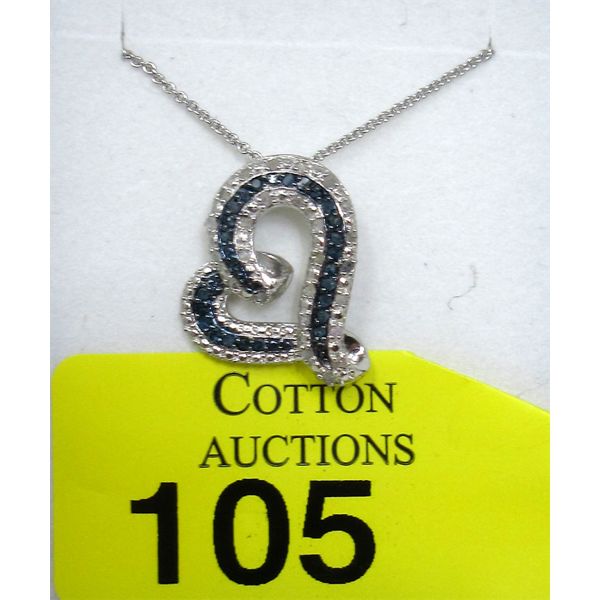 Half Carat Blue & White Diamond Heart Pendant 