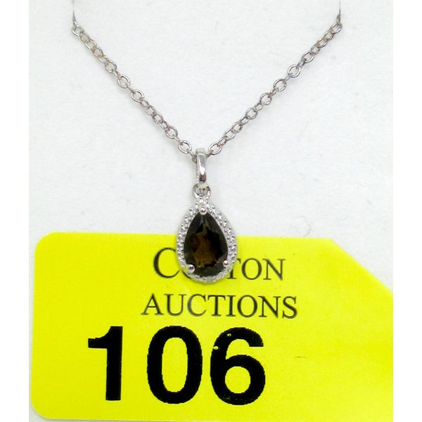 Garnet & Diamond Sterling Silver Pendant 