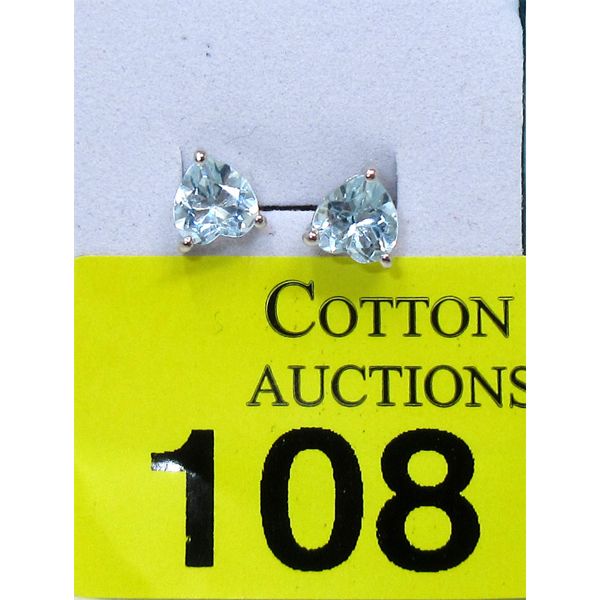 New Blue Topaz Sterling Silver Earrings 