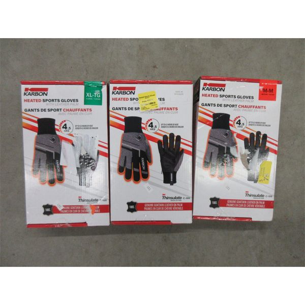3 Pairs Of Karbon Heated Sports Gloves