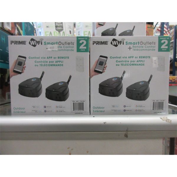 2 Sets of 2 Prime Outdoor WiFi Smart Outlets