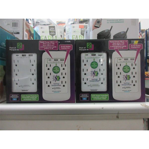 2 Sets of 2 USB A+C Rapid Charge Wall Taps 