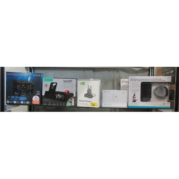 Shelf Lot Of Household Electronic Items