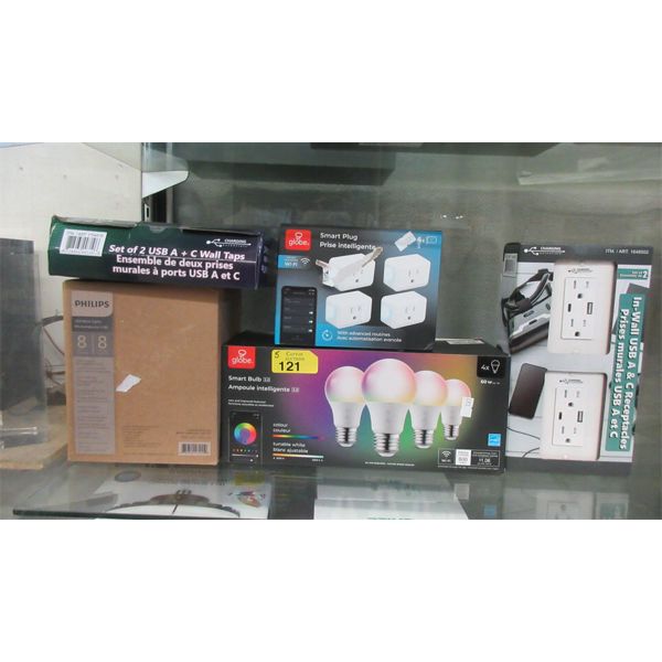 5 Assorted Wall Plugs and Lightbulbs