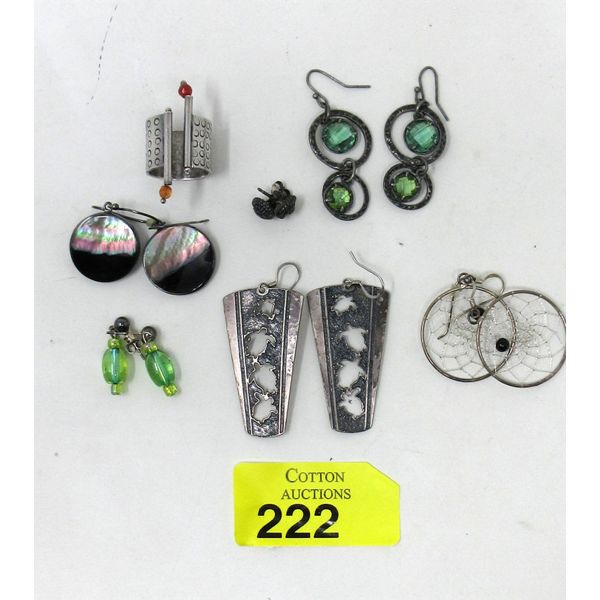 38.50 Grams Silver Jewelry - Earrings & Ring 