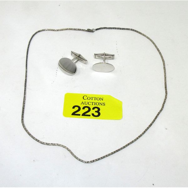 Sterling Silver Chain & Cufflinks - 14 Grams 