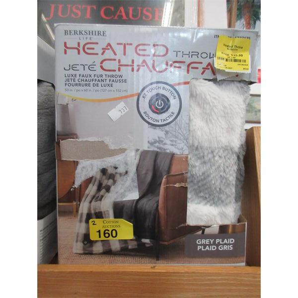 2 Berkshire Grey Plaid 50 x 60 Inch Heated Throws