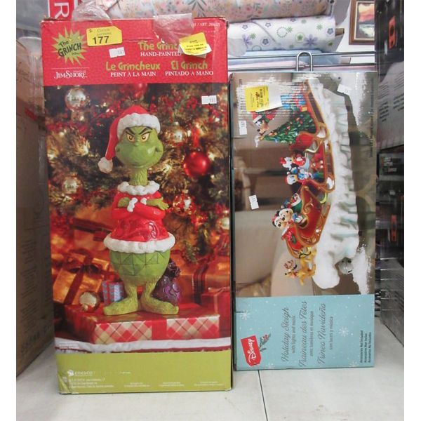Disney Holiday Sleigh & Hand-Painted The Grinch