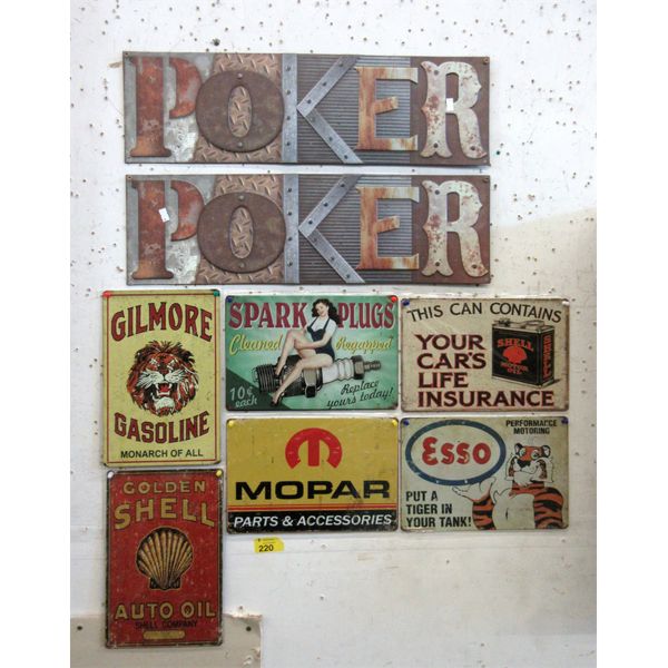 8 New Assorted Metal Wall Signs 