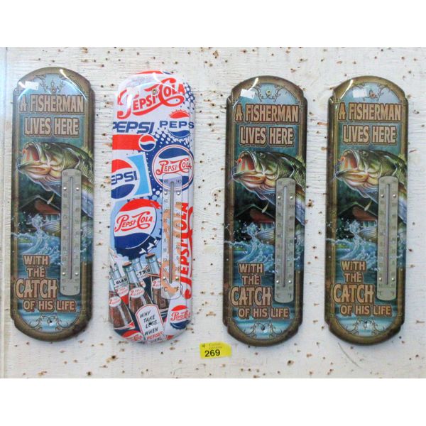 4 New Metal Wall Thermometers