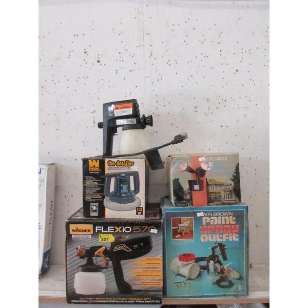 Security Light, Car Waxer & 2 Paint Sprayers