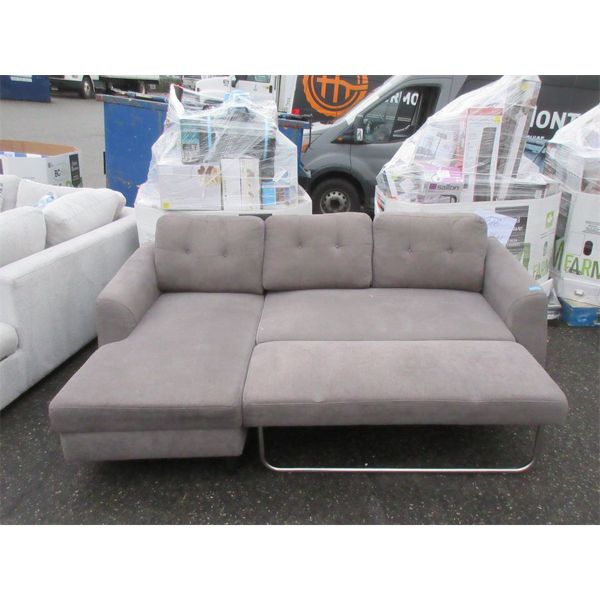 2 Piece Grey Fabric Sectional Sofa - Customer Return 