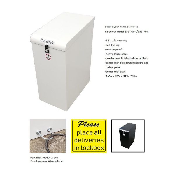 2 New White Parcelock Lock Boxes - 14" x 2" x 31" tall