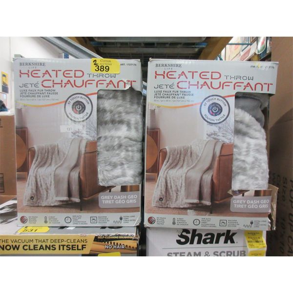 2 Grey Berkshire Faux Fur Heated Throws