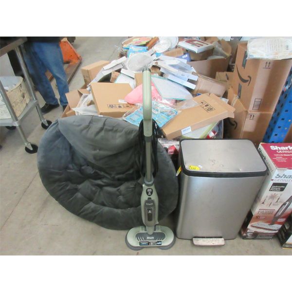 Chair, Shark Cleaner & Kohler Step Can - Customer Returns